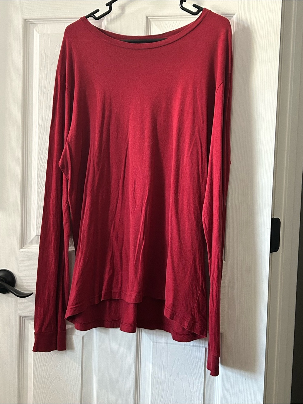 Bella Canvas Long-Sleeve Scoop Neck Top in Deep Red